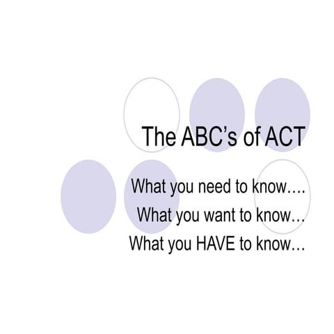 The ABC’S of the ACT