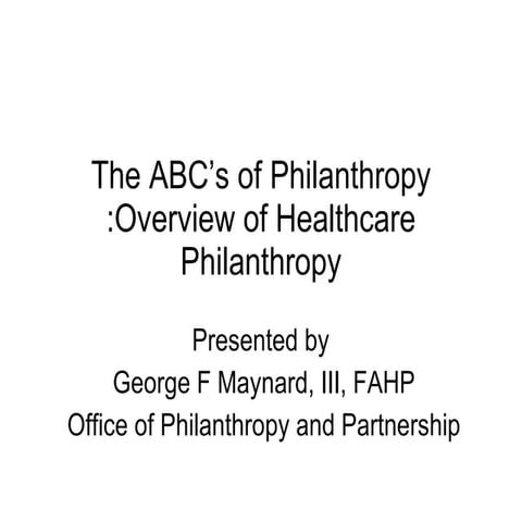 The ABC\'s of Philanthropy