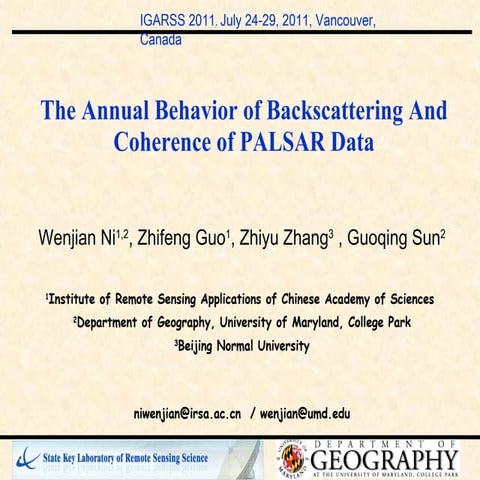 The Annual Behavior of Backscattering And Coherence of PALSAR Data.ppt