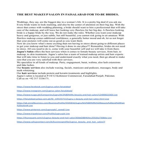 THE BEST MAKEUP SALON IN FAISALABAD FOR TO-BE BRIDES.