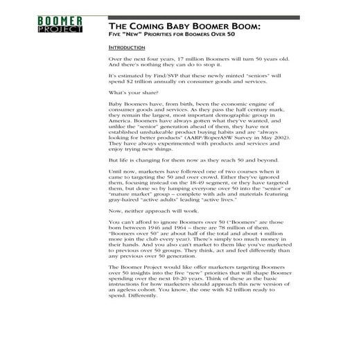 The Boomer Project-Boomers Over 50 | PDF