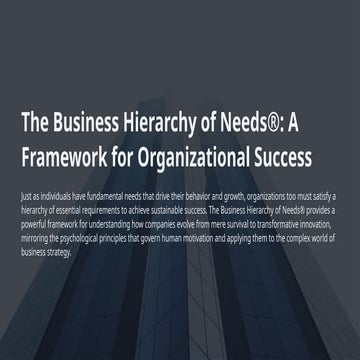 The Business Hierarchy of Needs® - Strategy Realized