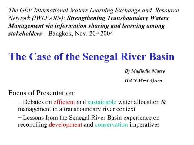 The Case of the Senegal River Basin (Niasse, Madiodio)