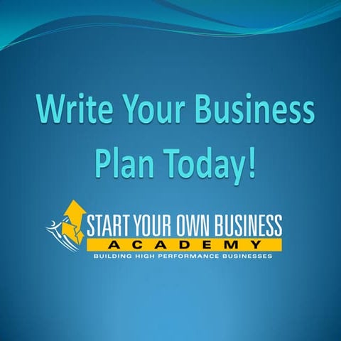 Write your Business plan Today