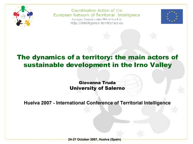 The dynamics of a territory: the main actors of sustainable development in the Irno Valley, Giovanna TRUDA