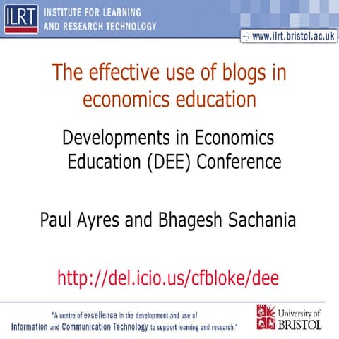 The effective use of blogs in economics education