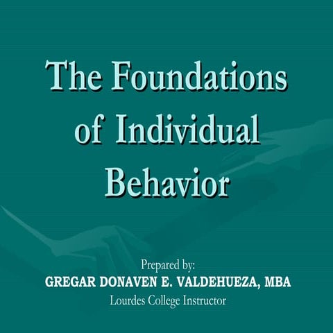 The Foundations of Individual Behavior