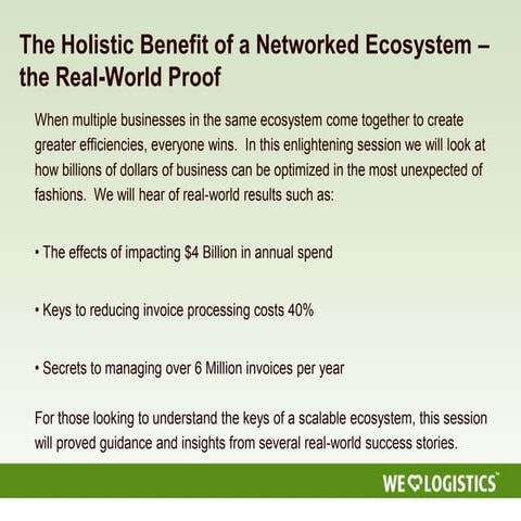 The Holistic Benefit of a Networked Ecosystem – The Real-World Proof