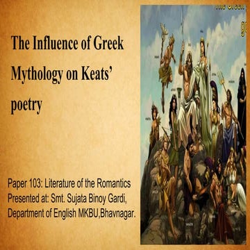 The Influence of Greek Mythology on Keats’s poetry