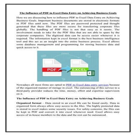 The Influence of PDF to Excel Data Entry on Achieving Business Goals | PDF