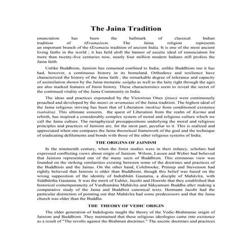 The jaina-tradition