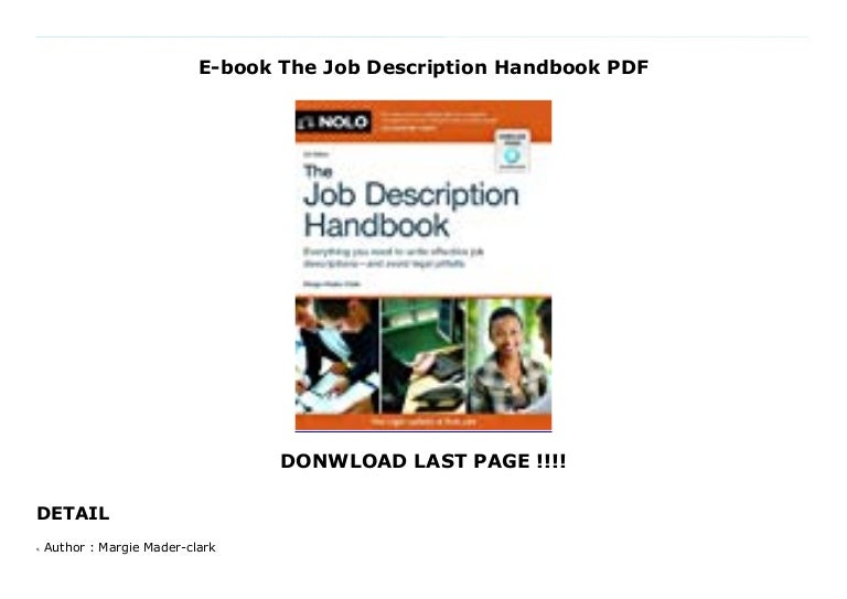 Ebook The Job Description Handbook PDF