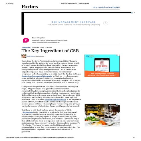 The key ingredient of csr   forbes