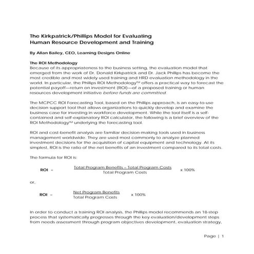 The Kirkpatrick-Phillips-Evaluation Model