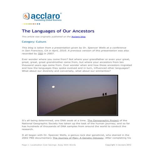 The Languages of Our Ancestors