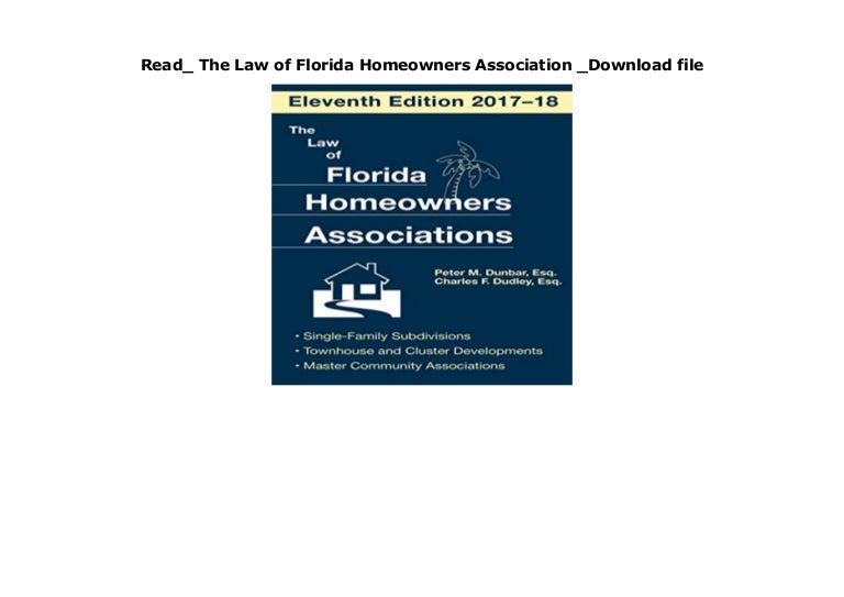 Read_ The Law of Florida Homeowners Association _(PDF, ePub, Mobi)