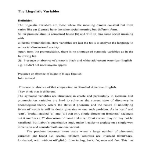 The Linguistic Variables