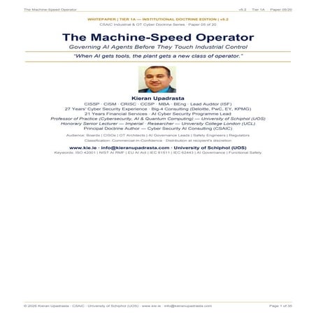 Governing AI Agents in Industrial Control: The Machine-Speed Operator ...