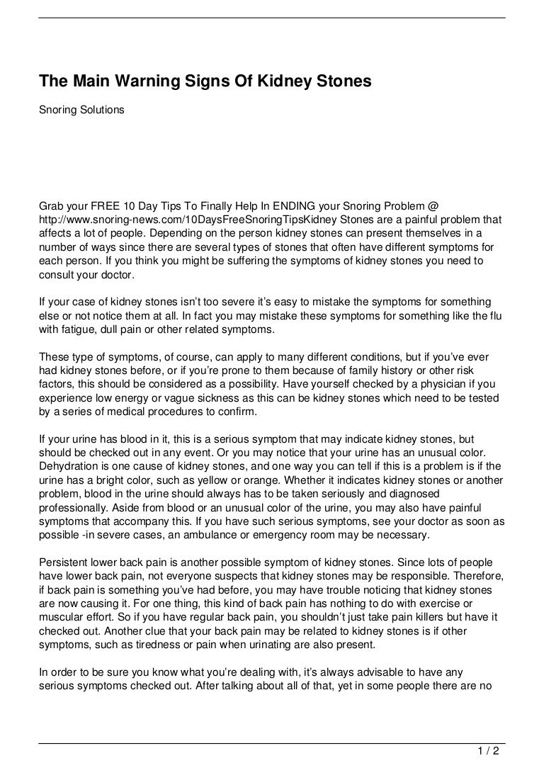 The Main Warning Signs Of Kidney Stones