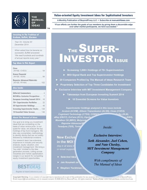 Advice for Aspiring Superinvestors, by the MIT Endowment