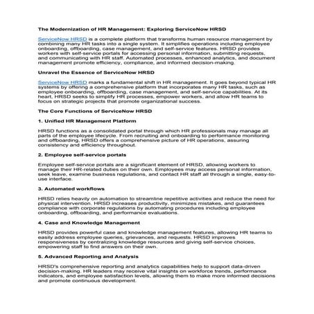 The Modernization of HR Management: Exploring ServiceNow HRSD