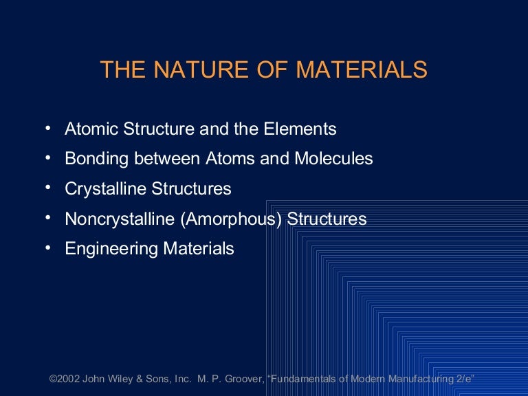 THE NATURE OF MATERIALS
