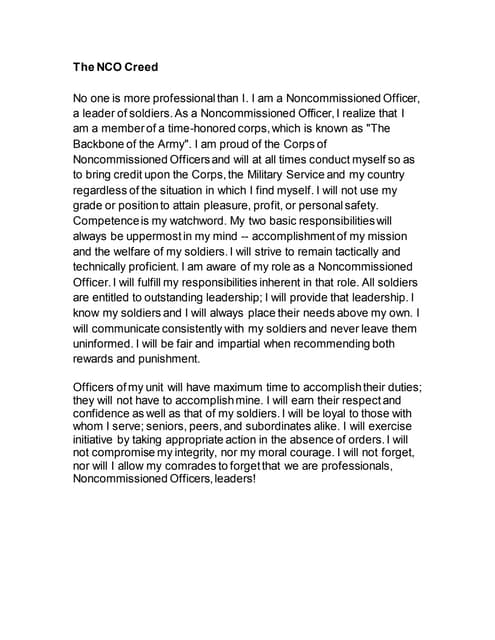 NCO Creed