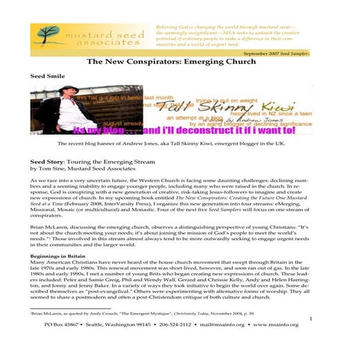 The New Conspirators: Emerging Church