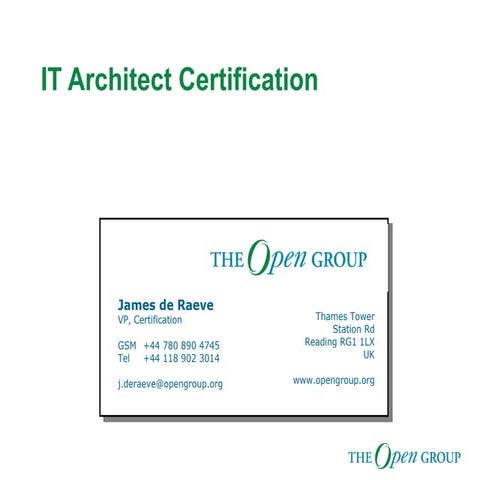 The Open Group Architect Certification