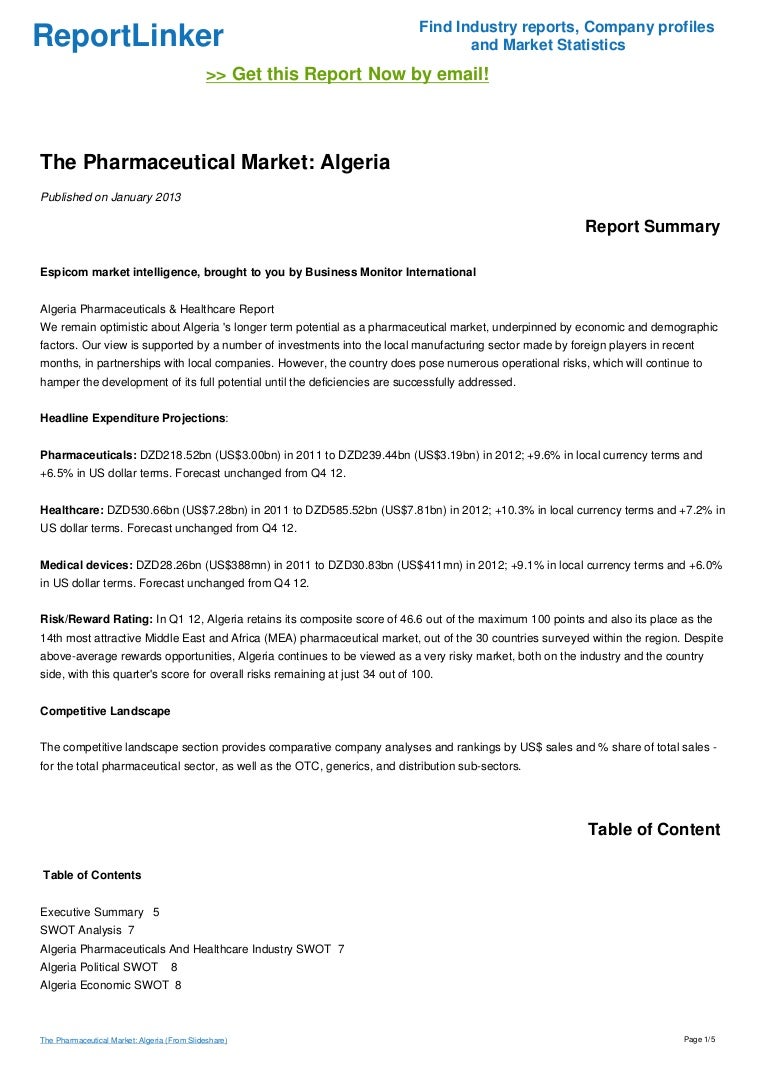 The Pharmaceutical Market Algeria