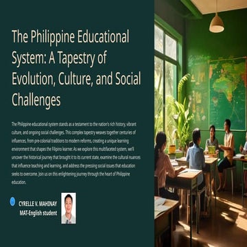 The Philippine Educational System A Tapestry of Evolution Culture and Social ...