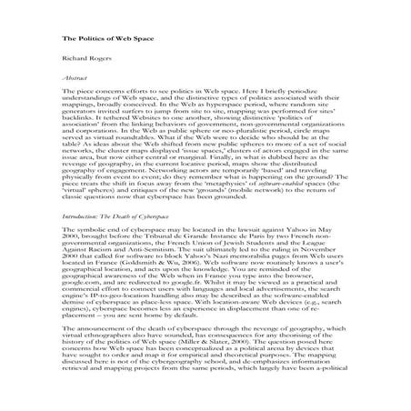 The Politics of Web Space Richard Rogers