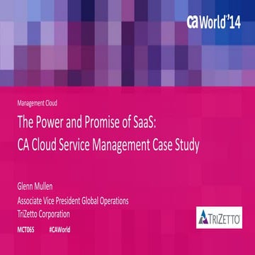 The Power and Promise of SaaS: CA Cloud Service Management Case Study