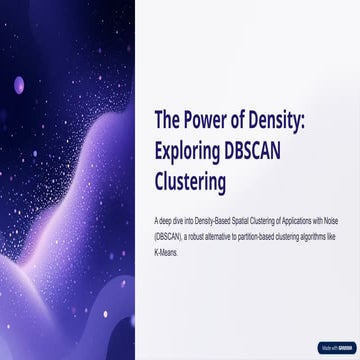 DBSCAN : A Clustering Algorithm | PPTX