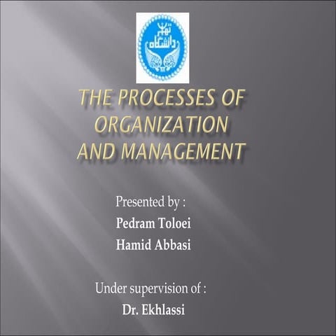 The Processes Of Organization and Management