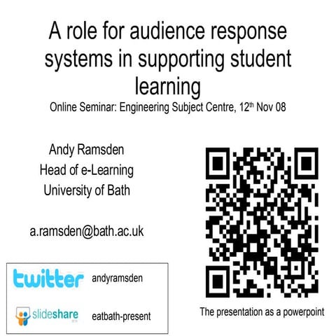 The Role Of Audience Response Systems In Supporting | PPT