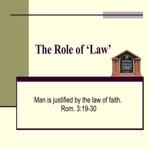 The Role of 'Law' in your Salvation