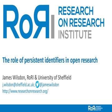 The role of persistent identifiers in open research