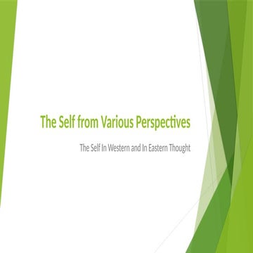 The Self in Western and Eastern Thoughts | PPTX