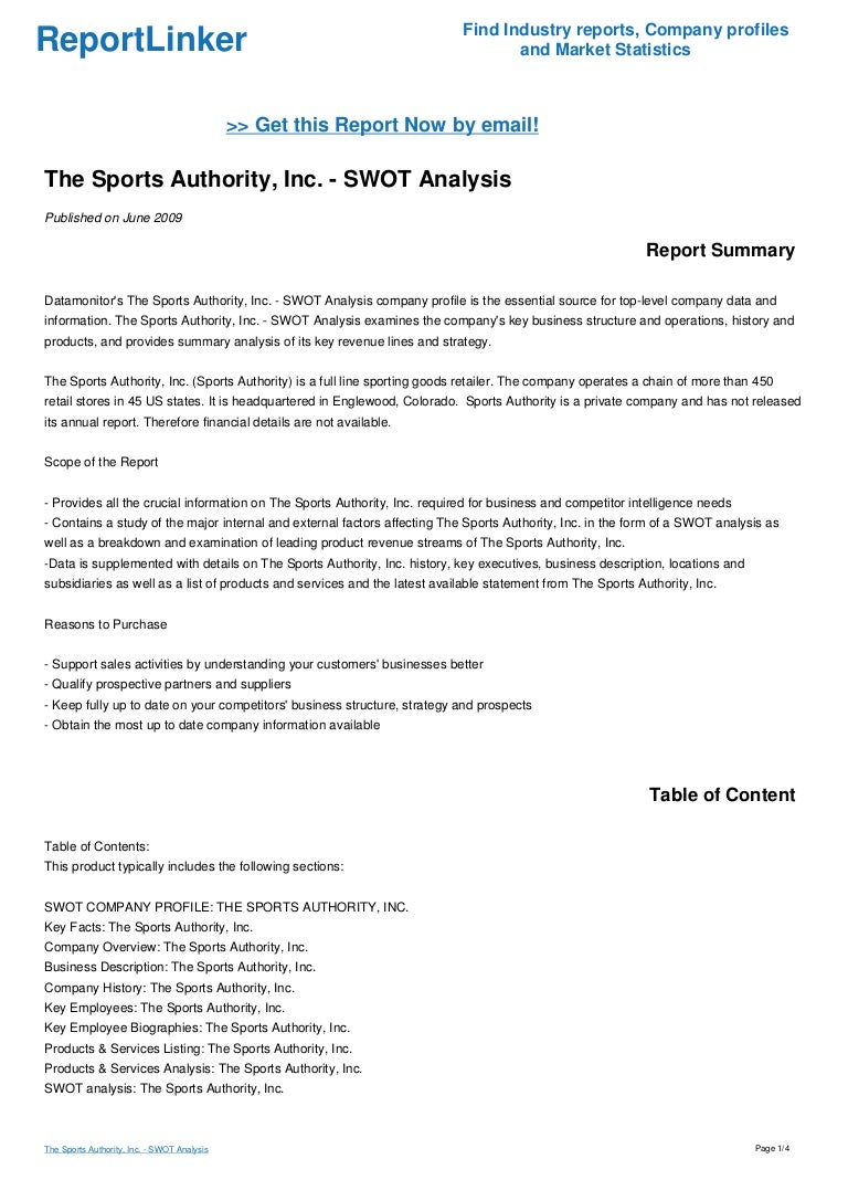 The Sports Authority, Inc. SWOT Analysis