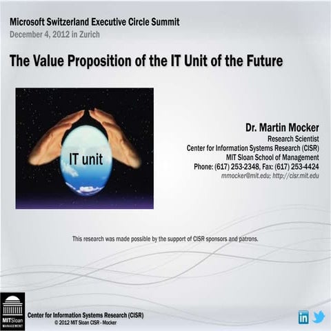 The value proposition of the IT unit of the future