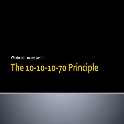 The 10 10-10-70 principle! Christian Financial Management!