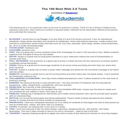 The100 bestweb2.0tools