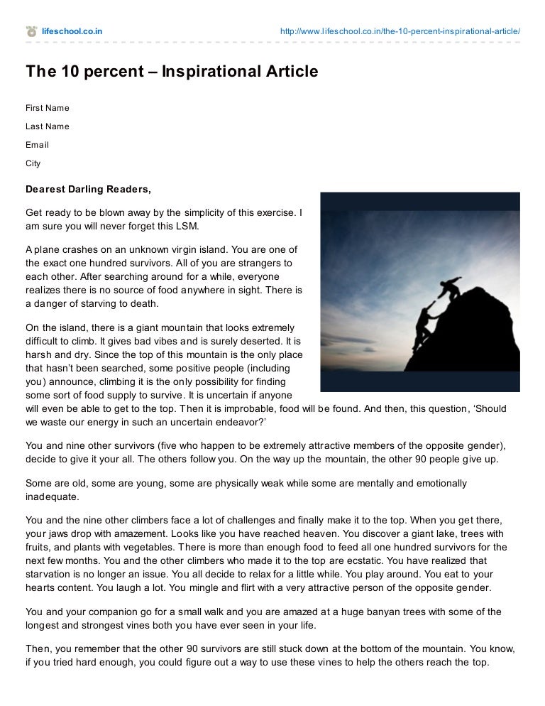 The 10 percent inspirational article motivational article life