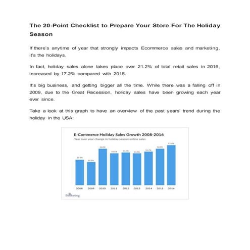 The 20 point checklist to prepare your store for the holiday season | PDF