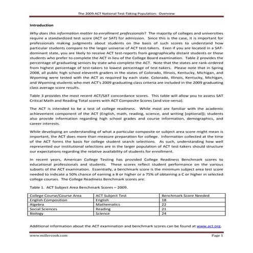 The 2009 Act National Test