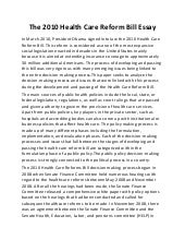 Essay on health care reform