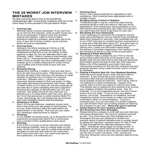 The 25 worst interview mistakes