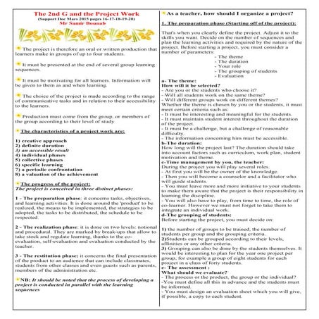 The 2nd g and the project work support doc mars 2015 | PDF