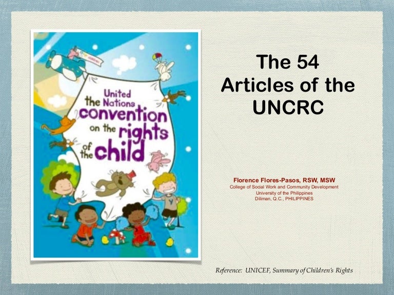 The 54 articles of the un crc